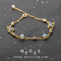 Natural Moonstone bracelet girl student simple sterling silver crystal ice transfer girlfriends niche ins niche design bracelet