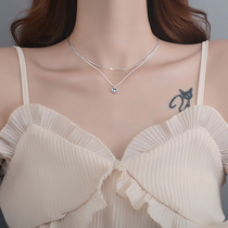 925 sterling silver moonlight Stone Love necklace 2021 new female peach heart pendant double choker light luxury niche