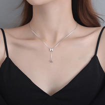 925 sterling silver H letter necklace light luxury niche design simple tassel choker female Net red hair sweater chain