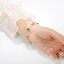  Natural strawberry crystal bracelet Female sterling silver moonstone sweet forest colorful beaded Crystal bracelet Girlfriends students