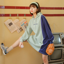 Korean Version Collision Color Dress Dress Woman 2021 Early Spring New Day Ensemble Easy 100 lap design sensation Lianhood dress surges