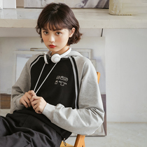 Sports Casual Suit Women 2021 Fall New Fashion Tandem Hat Sweatshirt Black slim Liandress Two sets