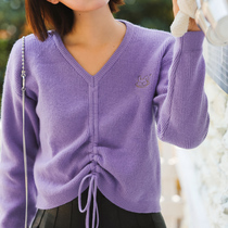 Design sense sweater 2021 New female foreign air relaxation outside wearing cover head autumn and winter short lace drawing rope blouses