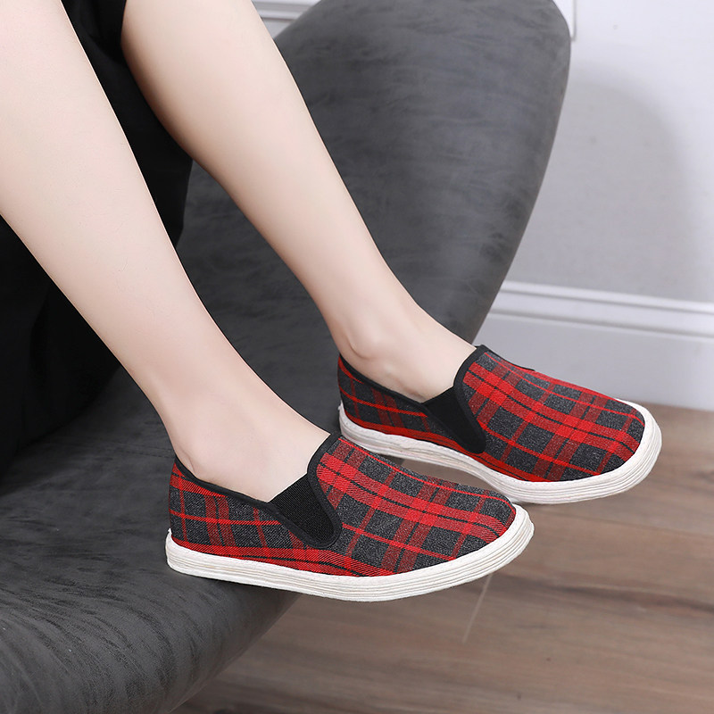 Thousands Floors Bottom Breathable Mom Shoes Old Beijing Women's Shoes Children Middle Aged Deodorant Non-slip Cloth Bottom Plaid Cloth Shoes Women Summer