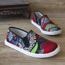 Fashion men's and women's handmade cloth shoes phase towel elastic cotton lasagna bottom spring and autumn breathable shoes mandarin duck shoes