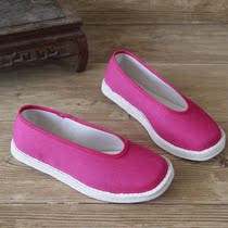 Old Beijing cloth shoes thousand layer bottom cloth shoes cotton cloth shoes round mouth ethnic wind rose red canvas shoes womens style