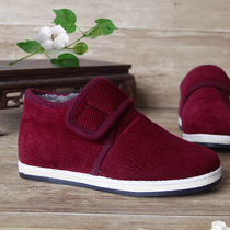 Winter lasagna cloth bottom handmade ladies plus velvet warm Velcro students Mens shoes corduroy cotton cotton shoes women