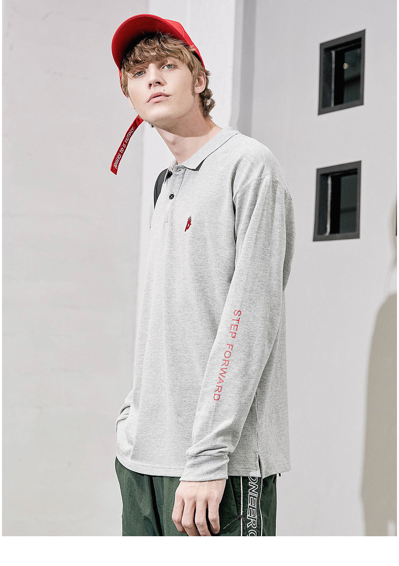 Áo thun dài tay cho nam Áo thun dài tay 2018 Cotton Cotton Lapel Áo sơ mi POLO thả lỏng ngang vai áo thun nam đẹp
