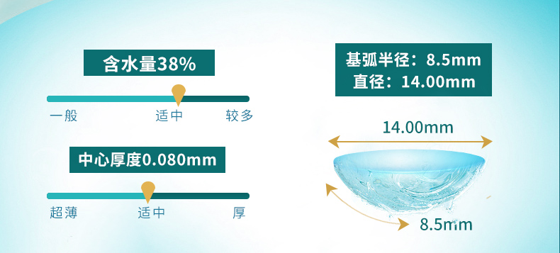 Gửi chăm sóc hộp gương lỏng] Haiyan En liên hệ với ống kính full-view nửa năm ném 2 piece cài đặt mắt cận thị cửa hàng chính thức hạm lens mắt