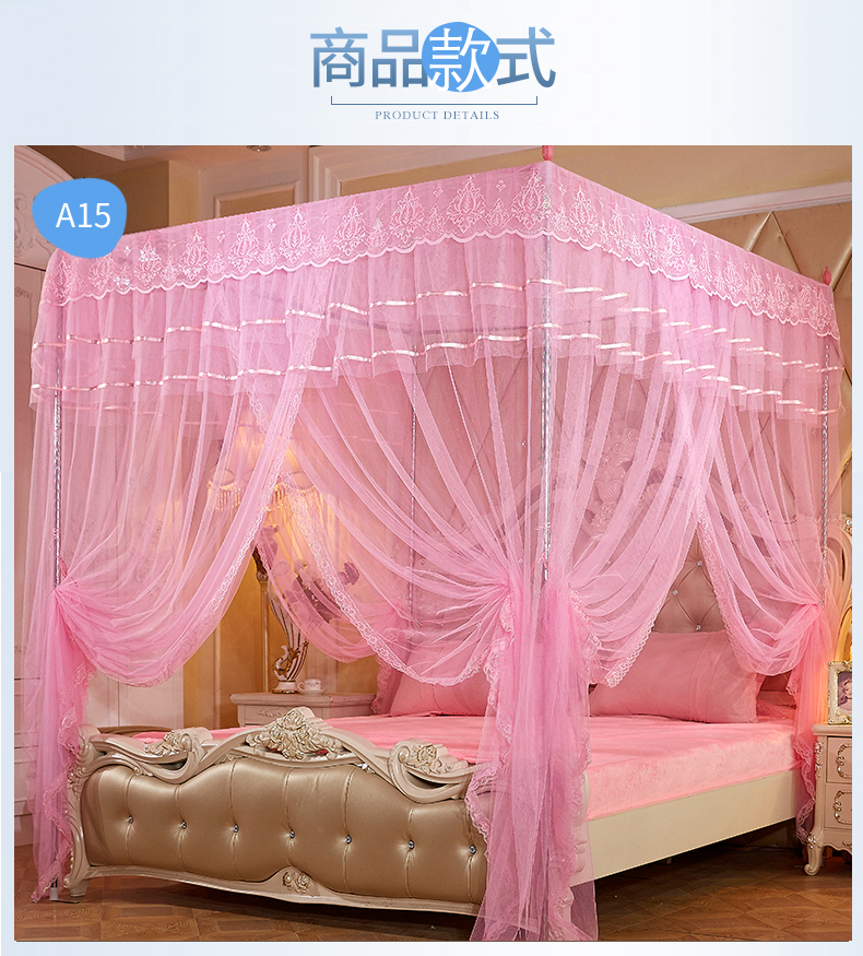 Thánh lưới hương muỗi thép không gỉ sàn ba cửa 1,5m giường công chúa gió 1.8m dày hộ gia đình mã hóa kép - Lưới chống muỗi mùng ngủ xếp gọn