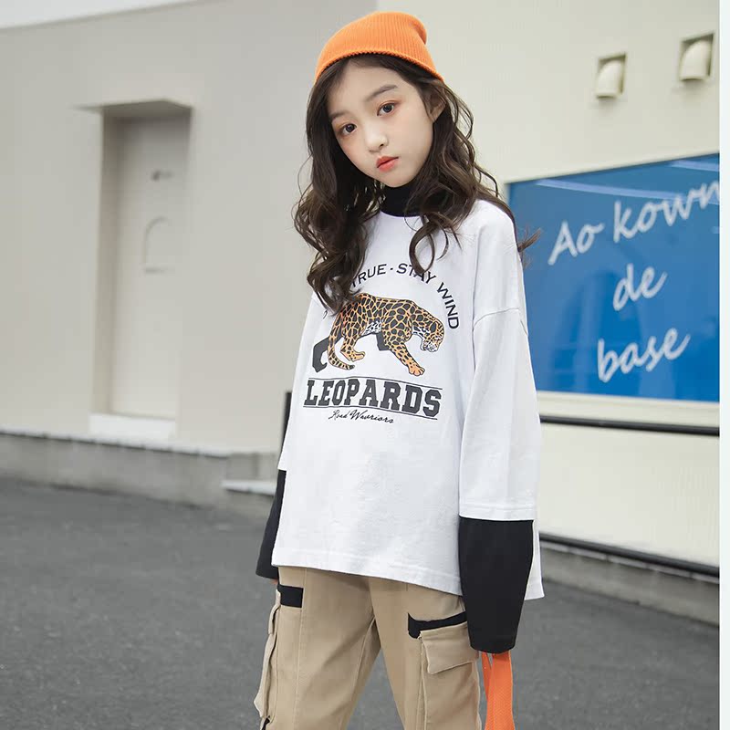váy mùa xuân cô gái trong dài tay áo thun 2020 mới của Hàn Quốc phiên bản của thời trang thời trang áo khoác thời trang 3-5-8-9 tuổi nghỉ hai mảnh áo khoác.