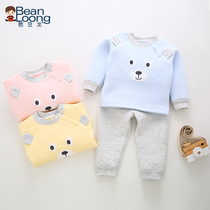 Bean dragon baby warm set autumn and winter men and women baby cotton padded shoulder buckle underwear children cotton long sleeve winter