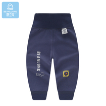 Han Bean Dragon Baby High Waist Protection Belly Pants Male And Female Babies Pure Cotton Spring Autumn Care Pants Freshmen Children Can Open Gear Pants