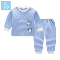 Bean dragon baby clothes autumn and winter suit men and women children wear foreign thick underwear two-piece set 1-3 years old 2