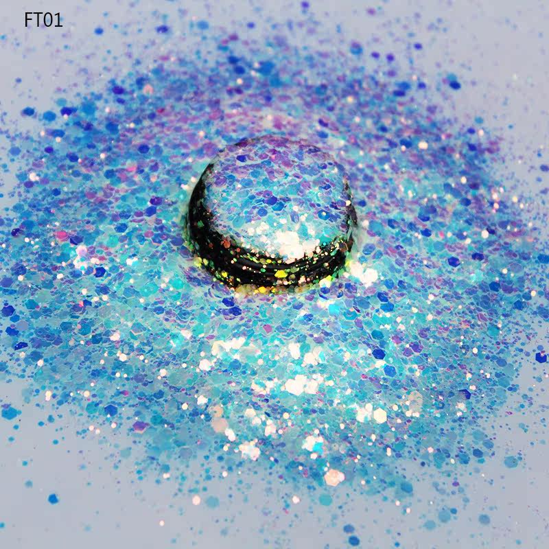 New fairy pupil drop glue Nail special mixed glitter sequins Bright laser nail oil glue solvent-resistant glitter