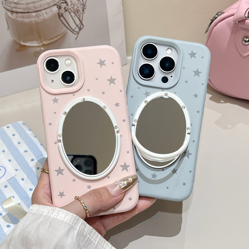 Minimalist Star iPhone 16 /17Promax Mirror Phone Case Frosted Pentagram 15Promax Apple 13/14 Polka Dot Protective Case Suitable for Simple Soft Case Pink Solid Color Creative for Women