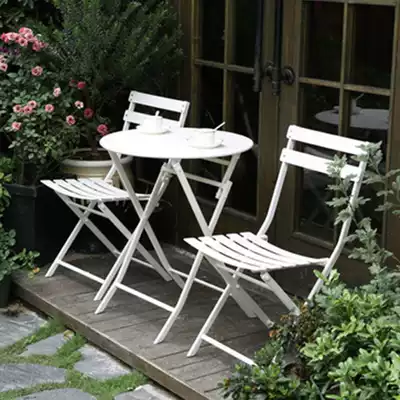 Balcony wrought iron folding small table and chair Net red tremble three-piece combination outdoor terrace courtyard leisure coffee table table table