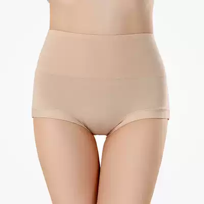 Cotton high-waisted underwear women's hip belly size 100% cotton crotch solid color no trace antibacterial warm