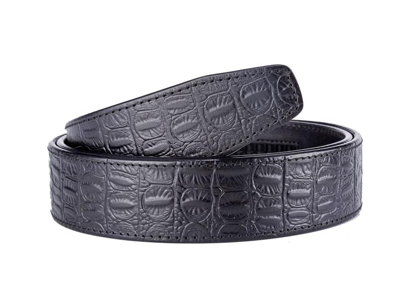 Headless middle-aged leather strap male genuine leather not taking the lead automatically buckle crocodile print head layer pure cow leather needle buckle waist belt body single layer