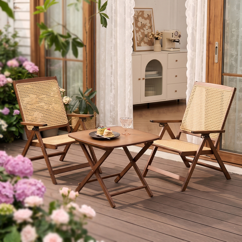 Courtyard Table and Chair Set, Balcony Leisure Chair, Household Folding Backrest Chair, Outdoor Portable Camping Fishing Chair