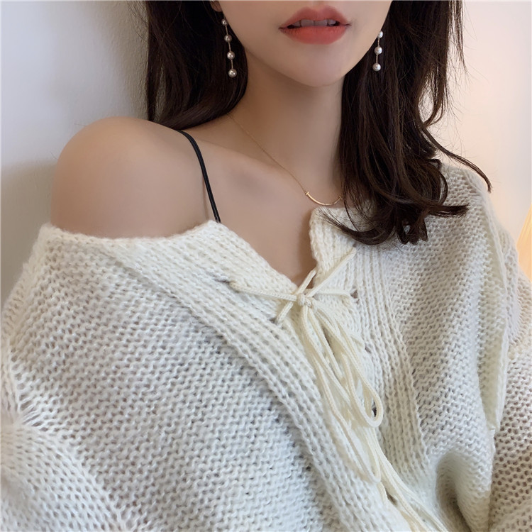 Silver Needle Korean Fashion Internet Celebrity Instagram Charm Pearl Long Chain tassel Earrings Female_voghion.com