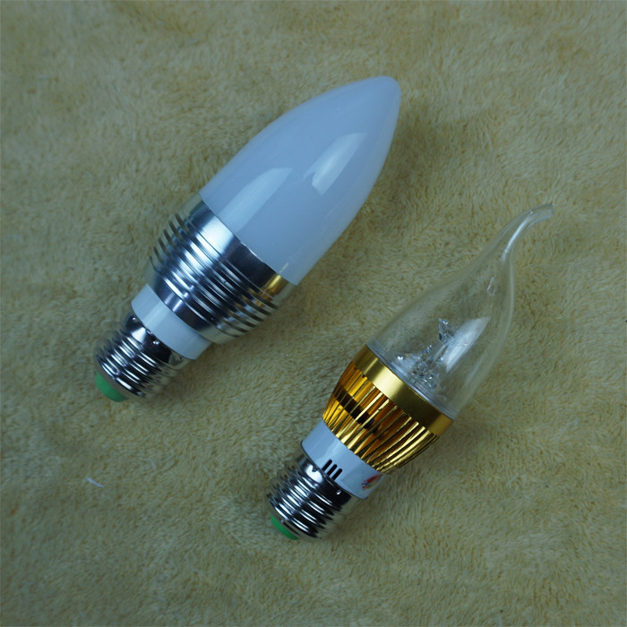 LED bulb LED sharp bubble pull tail bubble E27 screw mouth big head candle bulb 3W white light yellow light LED energy-saving lamp