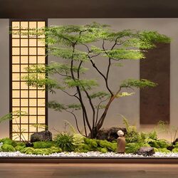 Artificial Plant Landscaping with Chicken Claw Maple for Indoor Decoration, Faux Green Maple Tree for Entryway, and Simulated Green Plants for Stairway Landscaping