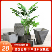 Sentai Creative Square cement flowerpot extra large modern minimalist clearance floor floor balcony Mall