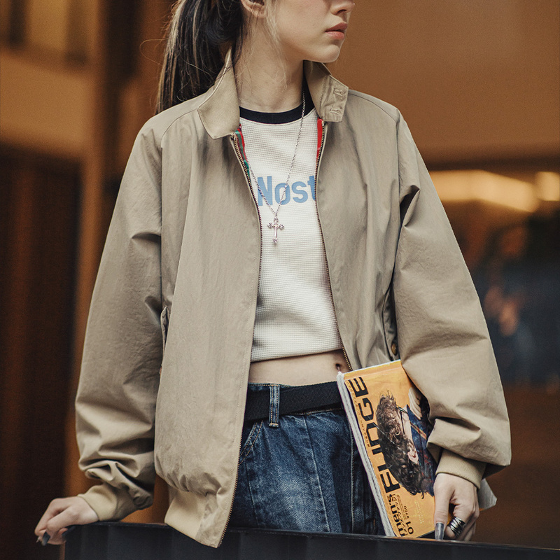 Madden Harrington Jacket American-Style Stand Collar Workwear Biker Jacket Design Sports Baseball Jacket Autumn Women's