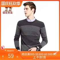 Camel Mens Autumn and Winter Sweater Mens V-Collar Slim Trend Pullover Mens Casual Knitted Sweater base shirt