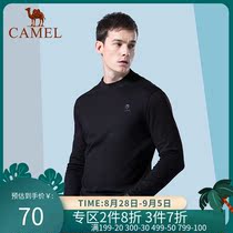  Camel mens 2021 long-sleeved t-shirt mens autumn semi-turtleneck solid color bottoming shirt tide brand Korean clothes mens tide