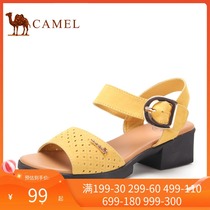 Camel Camel womens shoes summer fish mouth sandals mid-heel mother shoes womens sandals open toe shoes womens sandals