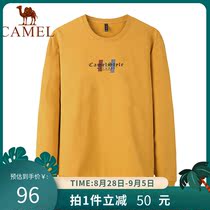  Camel mens round neck pullover mens sweater 2021 new spring contrast printing solid color thin outer wear