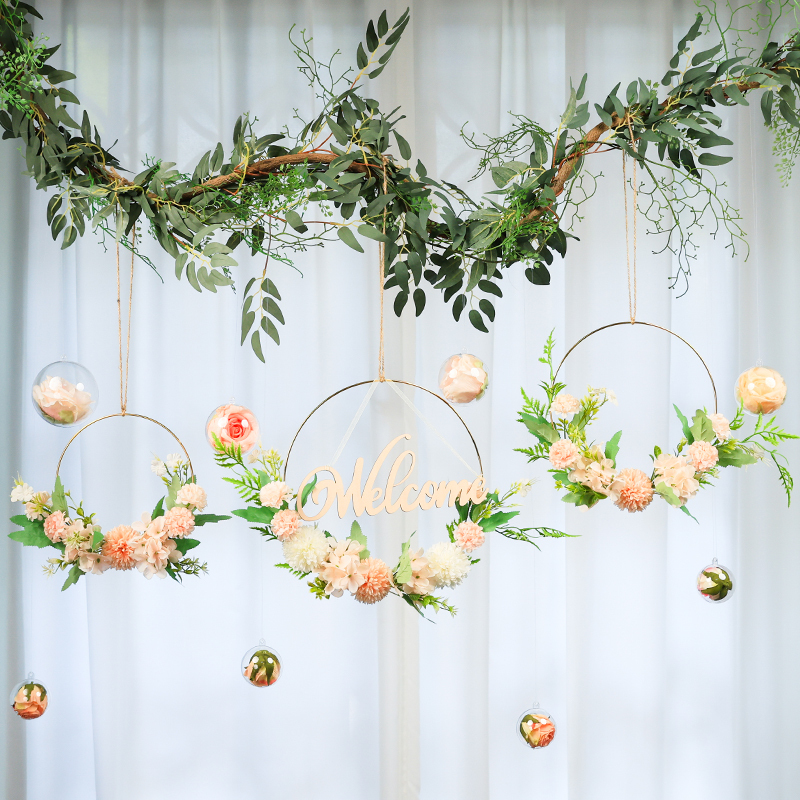 Shop Window Artificial Flower Garland Wall Decoration Hanging Ornament Korean Style Bedroom Living Room Wall Hanging Decoration Real Cover-Up Decoration