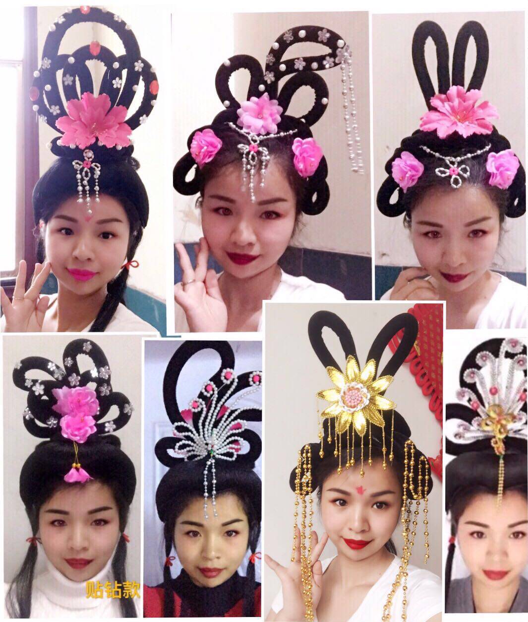 Drama headdress wig Opera flower headdress Ancient lady hair accessories Film and television costume Fairy hair accessories