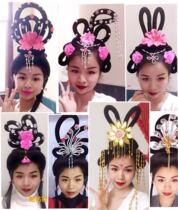 Drama headdress wig Opera flower headdress Ancient lady hair accessories Film and television costume Fairy hair accessories