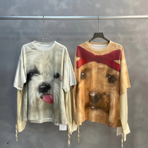 Ugirl 2024 spring new fake two dogs T-shirt long sleeves