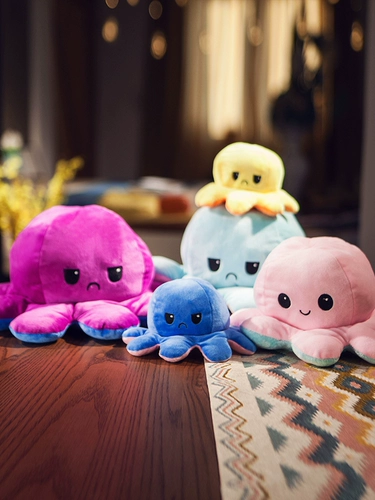 Маленькая милая двусторонная кукла для рыбалки, плюшевая игрушка, осьминог, подарок на день рождения