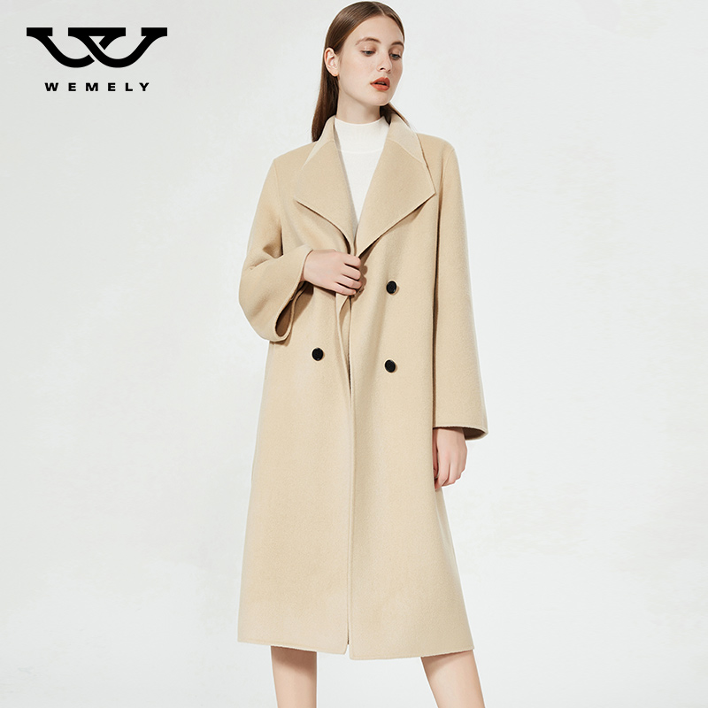 Double-sided cashmere big coat woman 2020 new double-row buckle double face, long version in the atmosphere with a knee fur coat