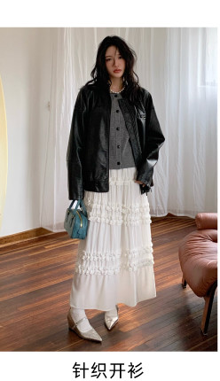 Кожаная куртка 左边女装立领机车皮衣外套2024春装新款复古做旧皮夹克 男女同款 ILEFT