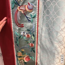 Imperial brocade * Begonia pattern willow green peach flower bird plain embroidery Chinese style satin curtain