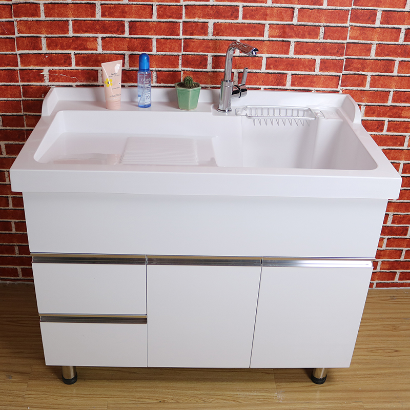 Balcony closet solid wood with washboard laundry basin laundry sink bathroom laundry