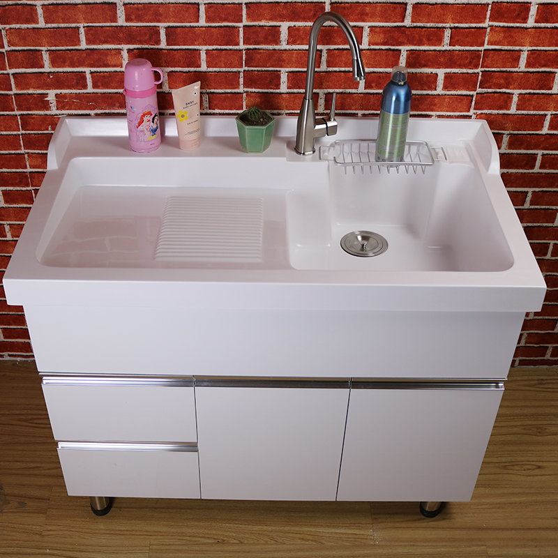 Balcony Laundry Cabinet Solid Wood With Washboard Wash Basin Laundry Pool Bathroom Cabinet Laundry Sink Wash Basin Laundry Bucket