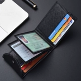 Мужской кожаный чехол для водительских прав, ультратонкий комплект, картхолдер, сумка через плечо, воловья кожа, из натуральной кожи, 2 в 1