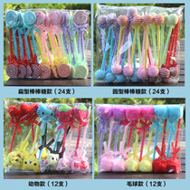 Korean creative stationery gift cute lollipop ballpoint pen plush cartoon Bow Pen student Christmas prize