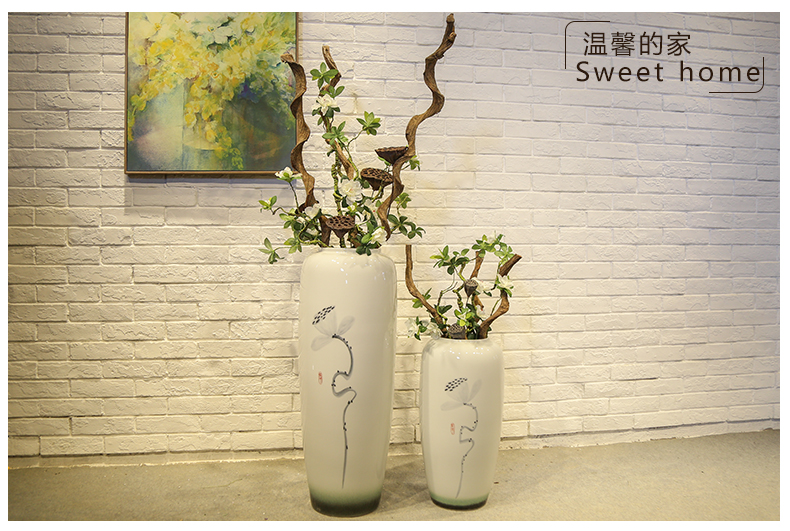 New Chinese style floor vase store clothing store, the sitting room is decorated flower implement jingdezhen ceramic flower receptacle, furnishing articles