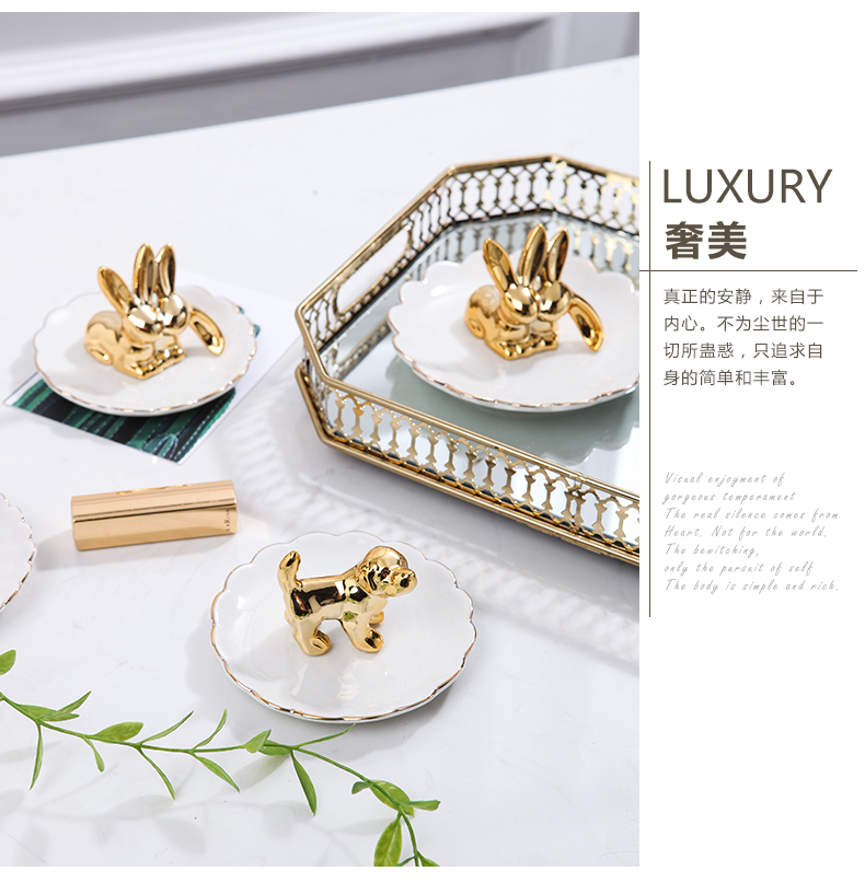 Nordic jewelry disc ceramic animal jewelry wearing dresser receive plate bathroom furnishing articles ring necklace desktop tray