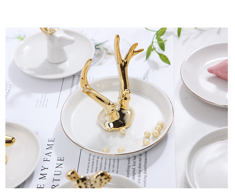 The Export quality ceramic jewelry wearing jewelry necklace gold jewelry tray antlers receive plate of flamingos small place