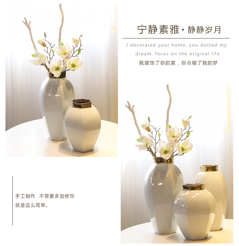 Jingdezhen new Chinese style light TV ark, porch is decorated key-2 luxury mesa vase furnishing articles sitting room simulation flowers, dried flowers, flower arrangement