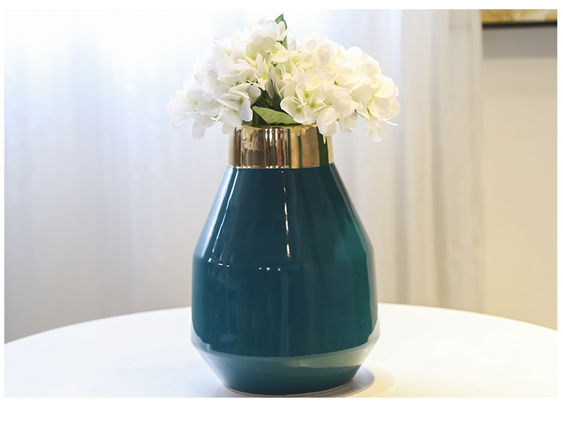 Jingdezhen ceramic vases, new Chinese style creative floral outraged furnishing articles gold - plated flower vase hydroponics simulation flower art in the living room